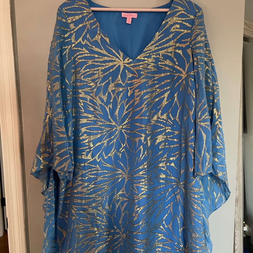 Blue and Gold Kimono Dress